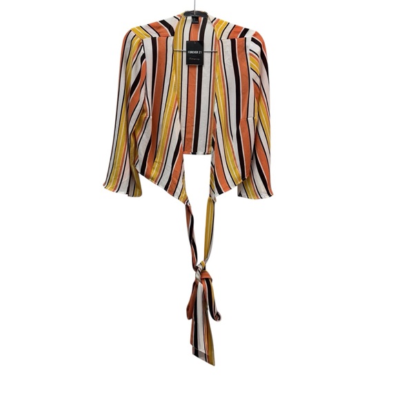 Tops - Forever 21 Striped Tie Front Woven Crop Top Small Women